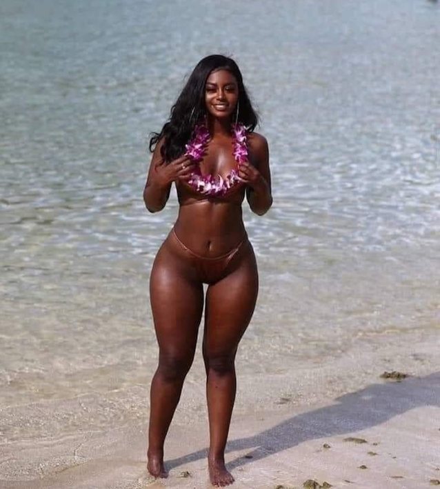 ebony, black, model, bikini, beach