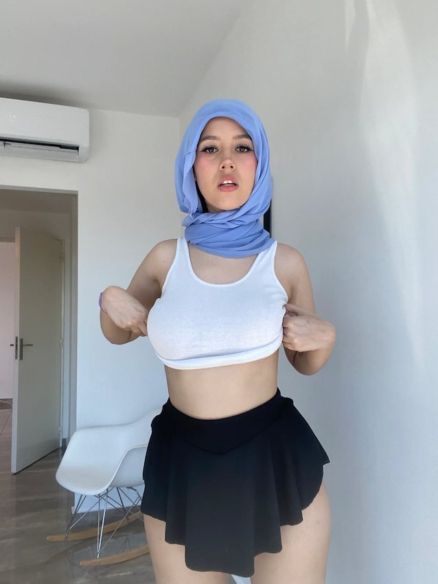 hijab, ass, tits, legs, white