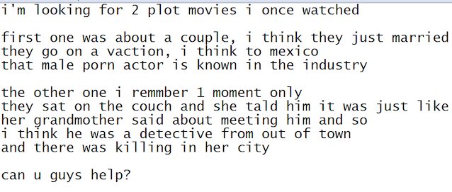 looking for 2 plot movies