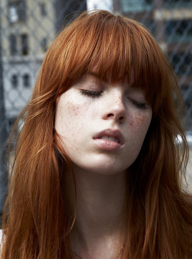 ginger, eyesclosed, orangehair