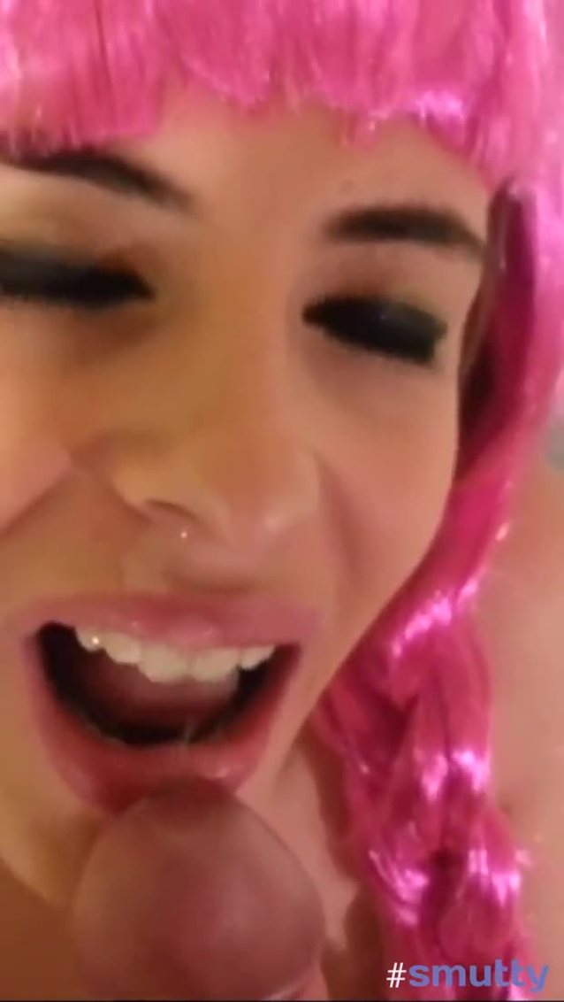 pinkhair, cum, mouth