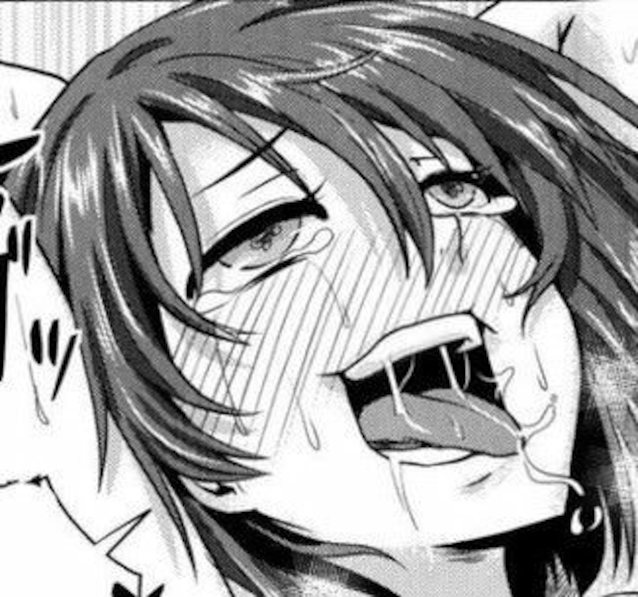 ahegao, doujinshi, black and white