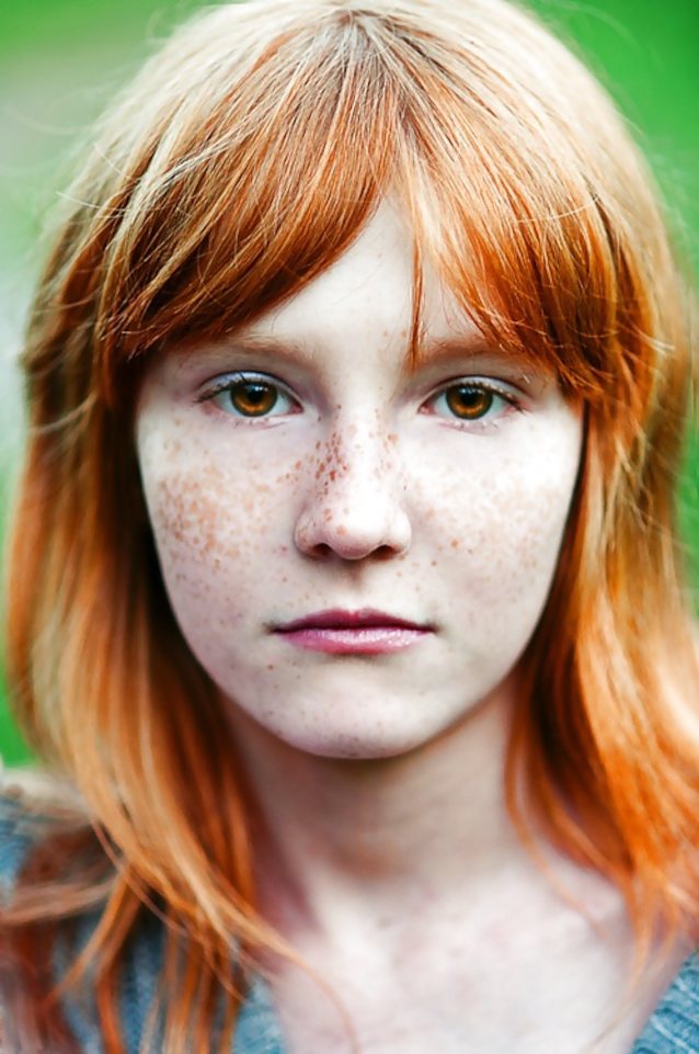 ginger, female, browneyes, orangehair