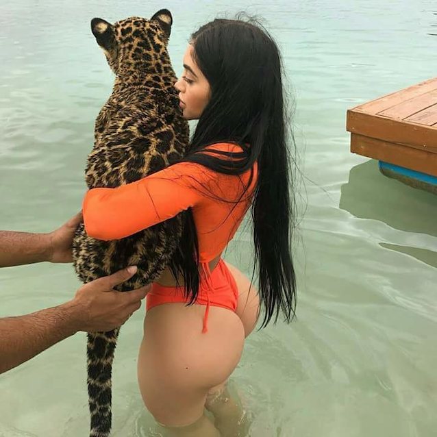 jaguar, river, brunette, butt, arse