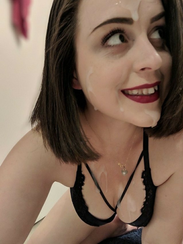 small tits, white, cum, face, brunette