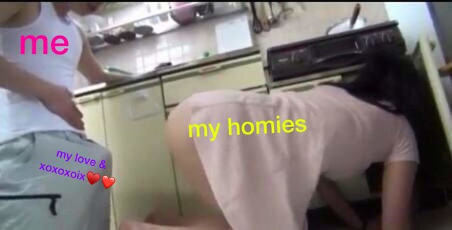 meme, kitchen, booty, stove, dark hair