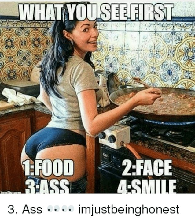 brunette, big ass, cooking, meme