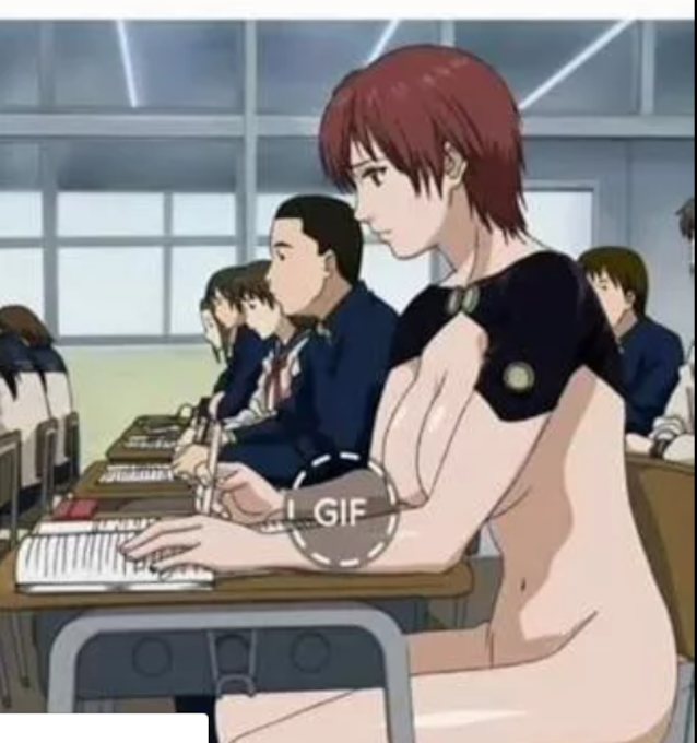 school, shaved, red hair, hentai, big tits