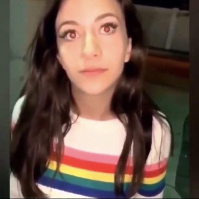 brunette, blowjob, public, rainbow shirt, amateur