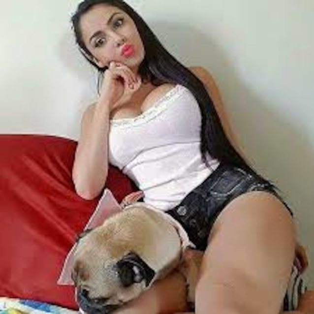 dog, brunette, lips, boobs, thighs