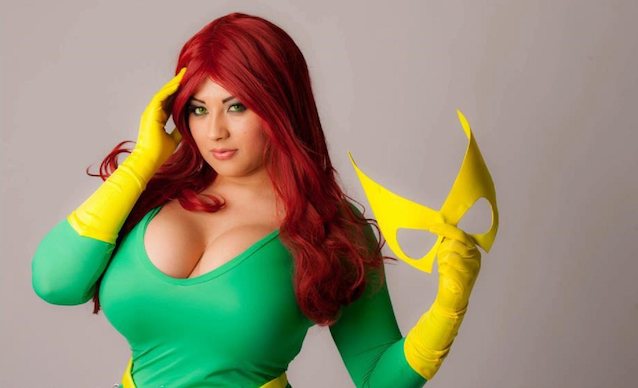 rough, busty, cosplay, red head