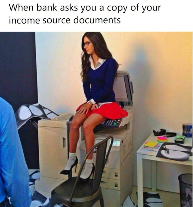 dark hair, photocopier, sitting