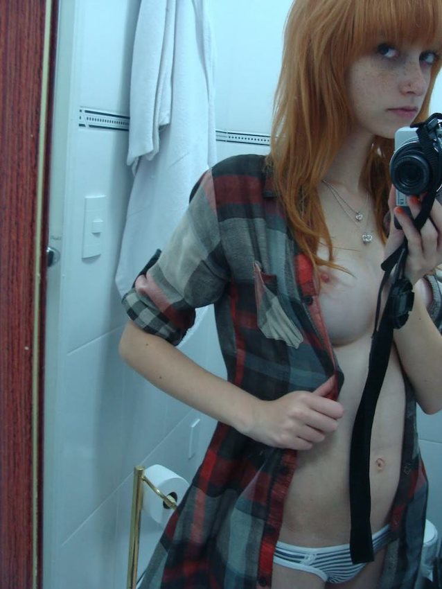 redhead, amateur, posing, selfie, camera