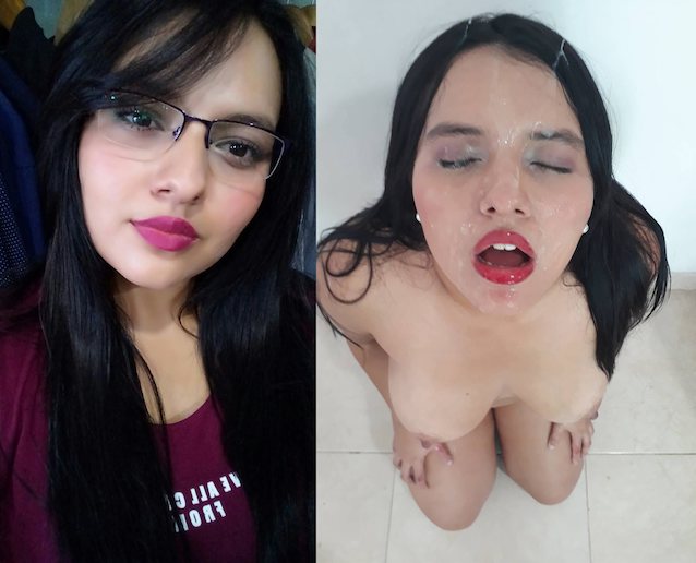 cute glasses cumshot