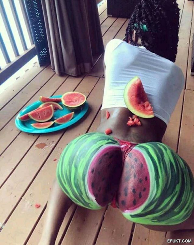 ebony, water melon, racist, huge ass