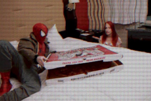 cosplay, red hair, pizza