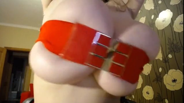 huge tits, belt, webcam