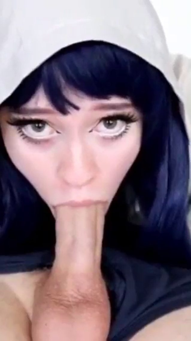 amateur, pale skin, blue hair, blowjob, sloppy