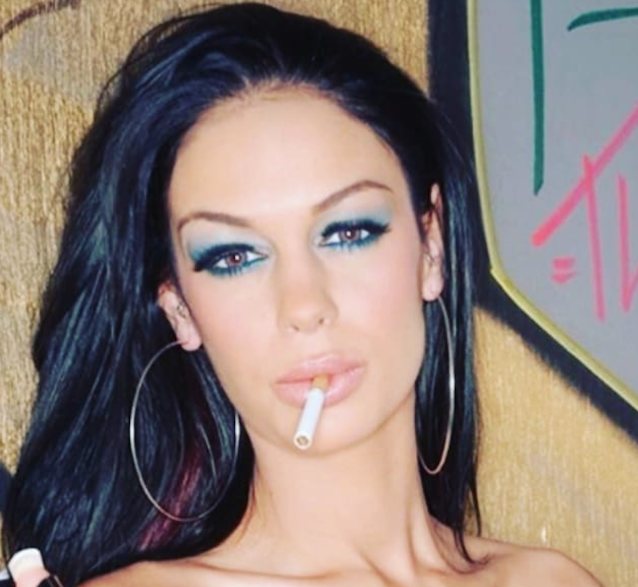 porn star, brunette, smoking