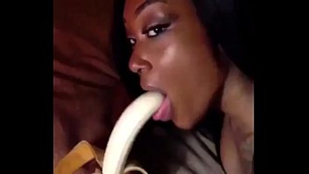 ebony, banana, blowjob