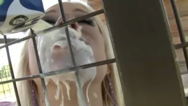 blond, milk, anal, cage, slave