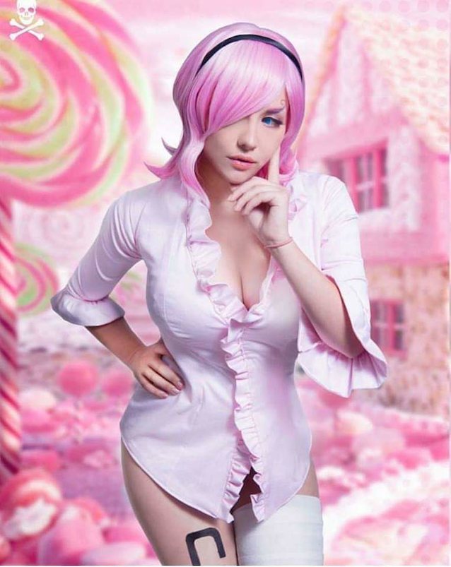 pink hair, cosplay, anime, one piece, reiju