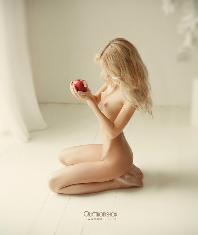 blonde, ass, titties, pussy, apple