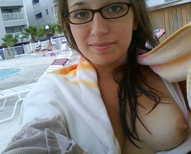 amateur, glasses, flash, brunette