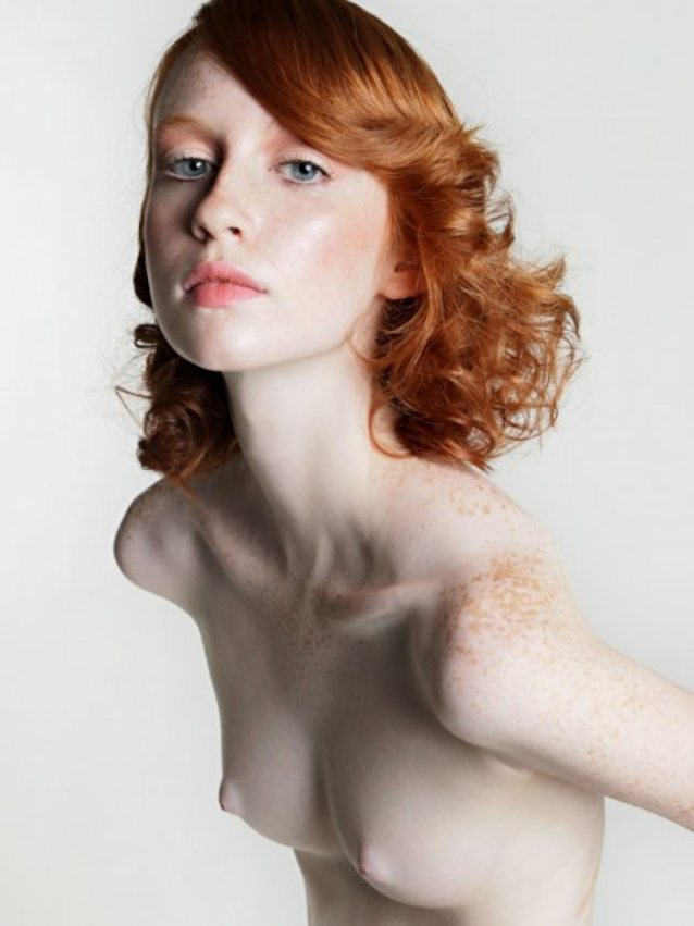 redhead, pale, freckled, model