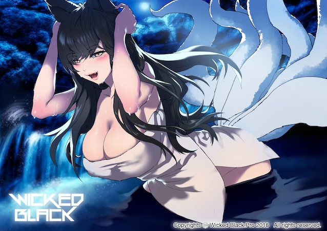 ahri, big breasts, foxgirl, bathing, wet