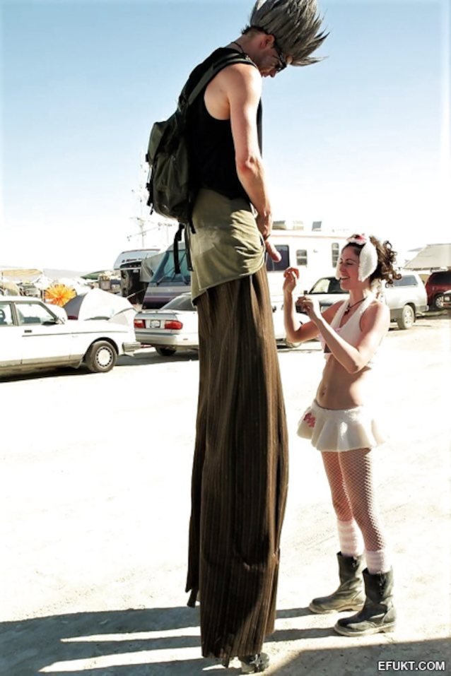 amateur, stilts, blowjob, festival, burning man