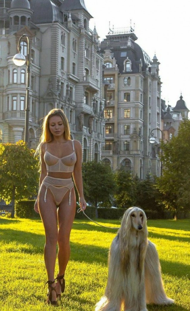 blonde, russian, model, dog, photoshoot