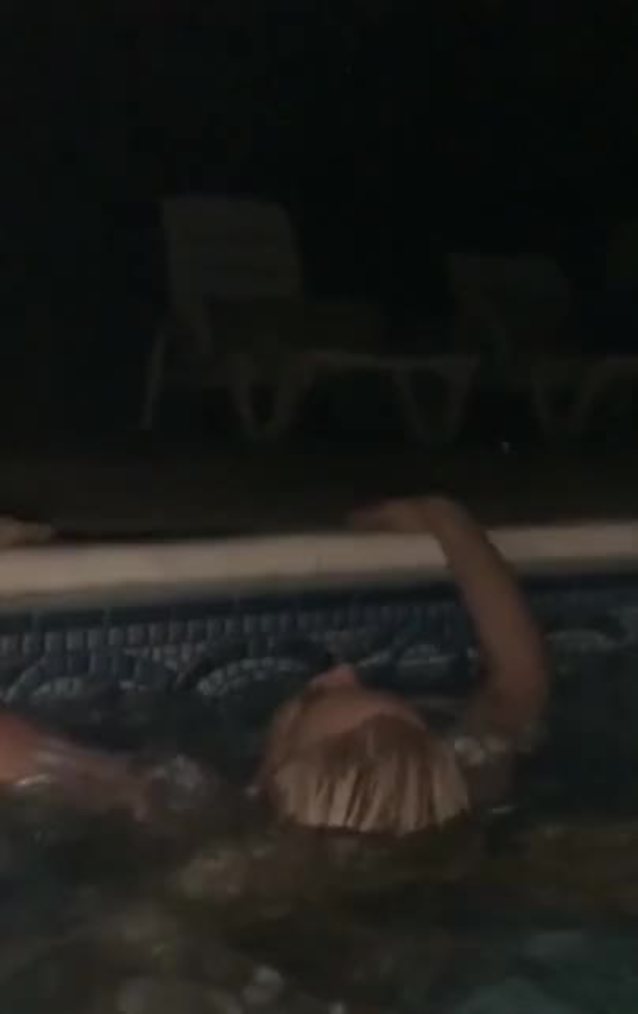 blonde, pool, reveal, ass, tattoo