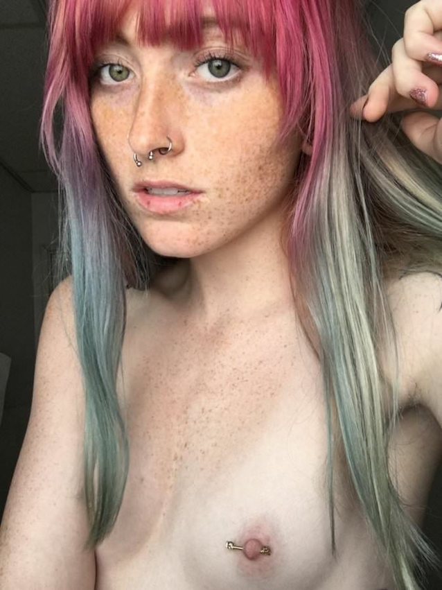 piercings neon hair freckles