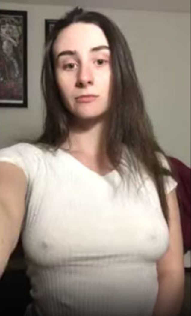 big tits, solo, masturbating, white shirt