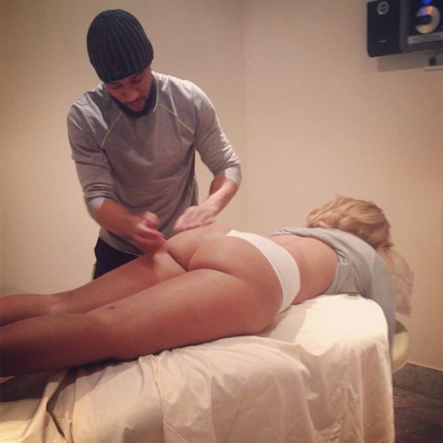 blonde black massage