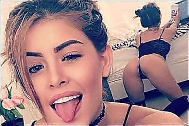 selfie tongue black lingerie