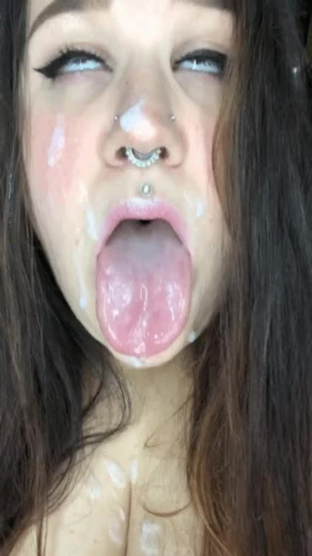 facial, cum, teenager, piercing