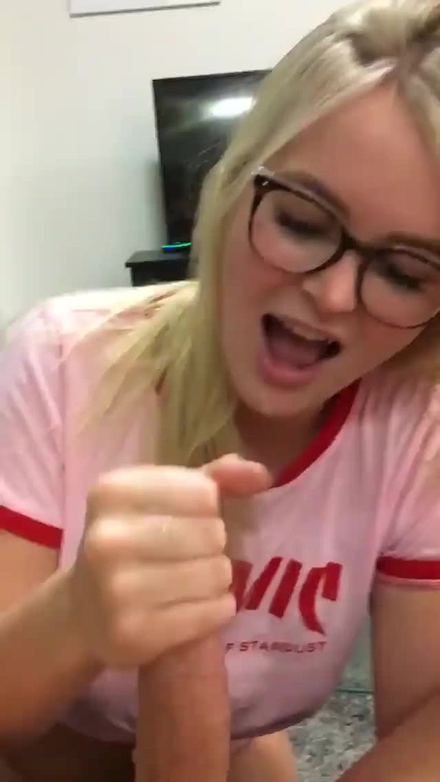 blowjob, blonde, glasses, cumshot, teen