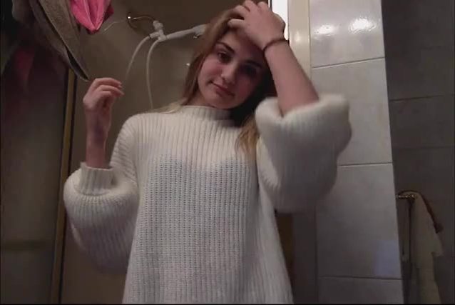 teen, blonde, boobs, shower, striptease