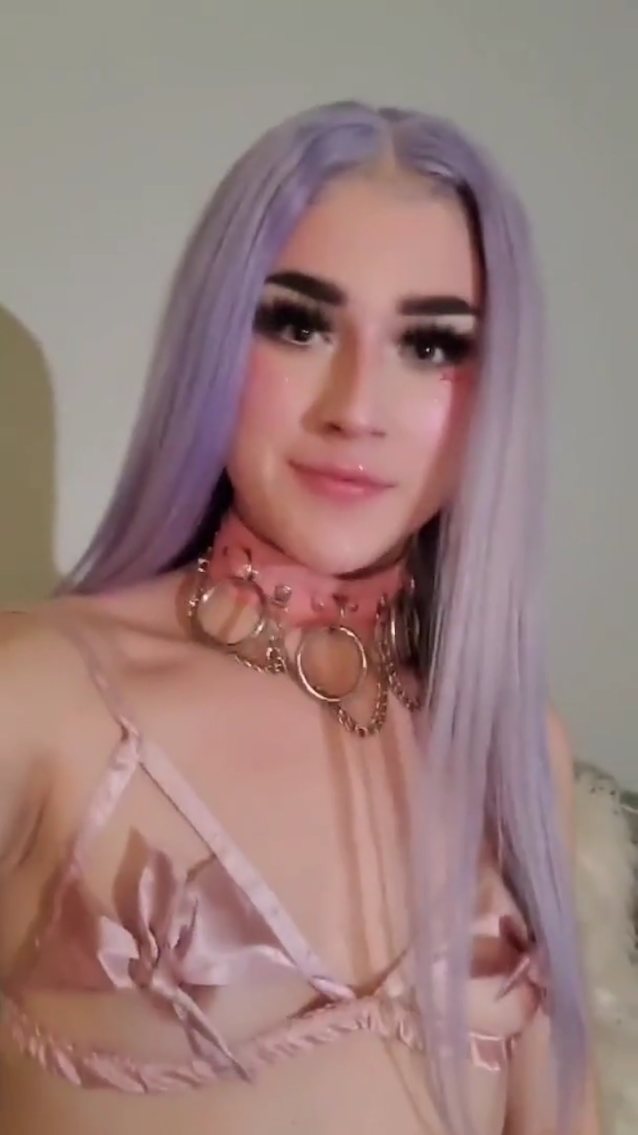 tgirl purple hair skinny