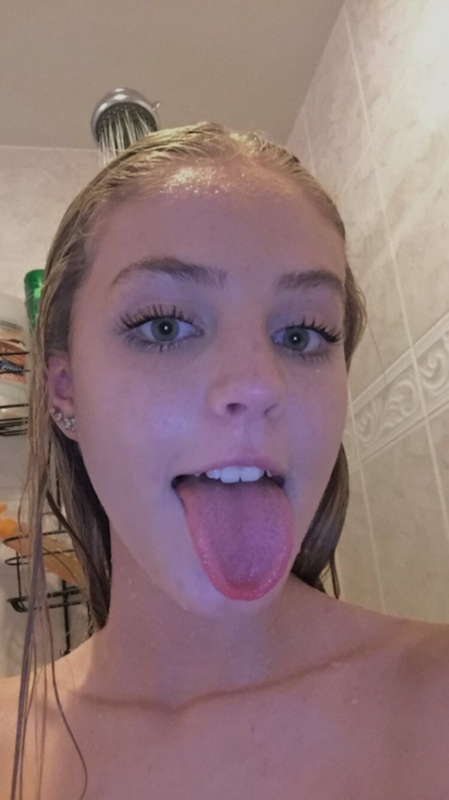 cute, blonde, tongue, shower