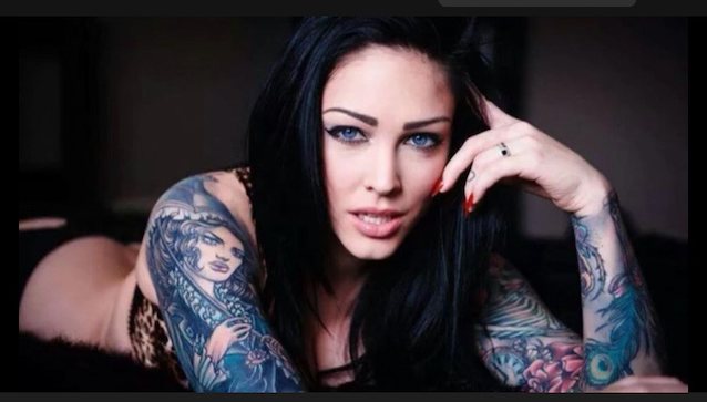 brunette, tattoo, blue eyes