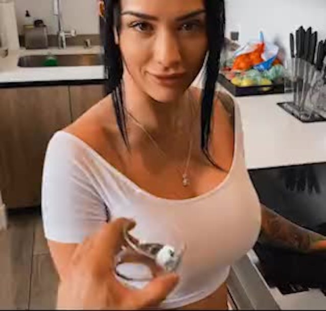 brazzers, kitchen, wet tshirt, white tshirt, white shirt