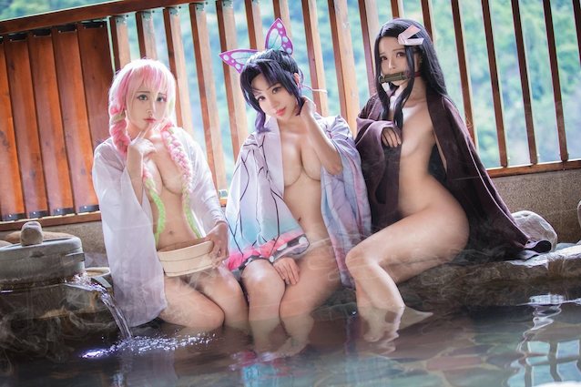 cosplay, hot spring, asian, big tits