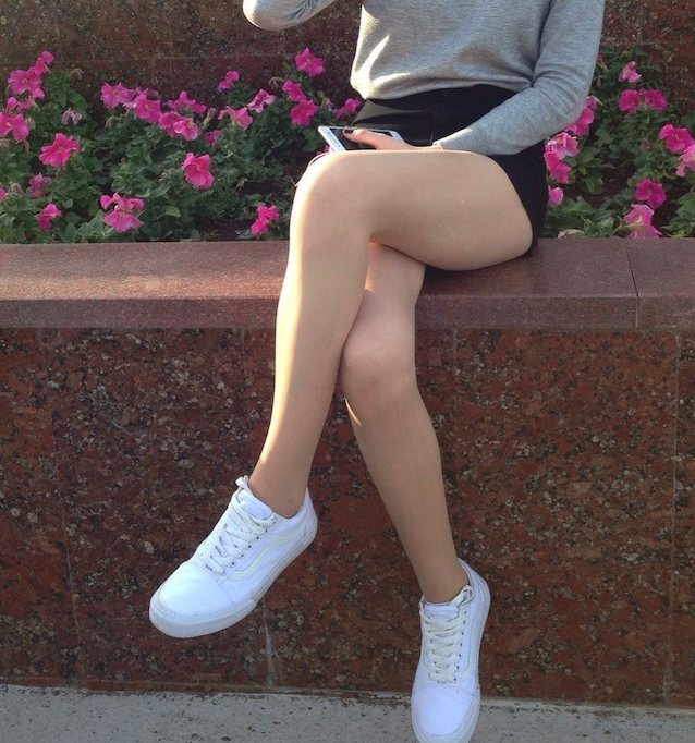 mini, shoes, thighs, legs, phone