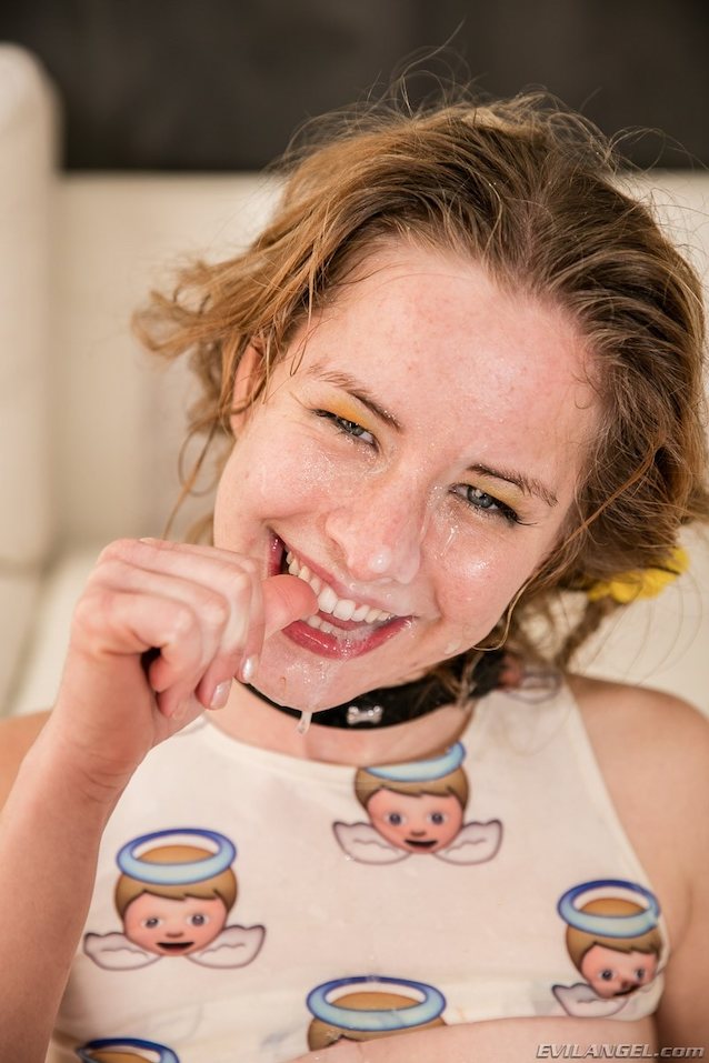 cute, smile, cumshot, evilangel