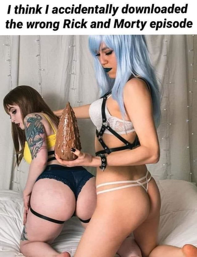 dildo, lesbian, rick and morty