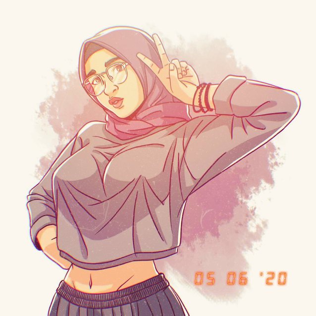 comics, cartoon, hijab, userpoint, navel baring