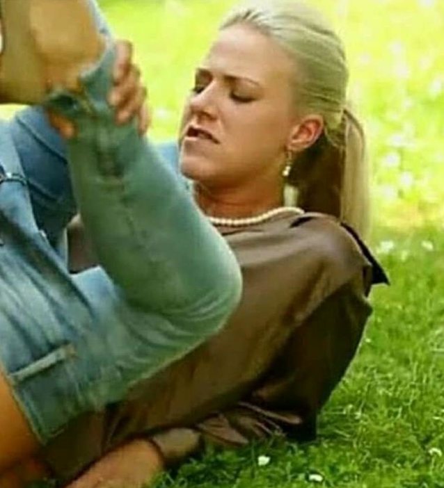 blonde, park, grass, vixen